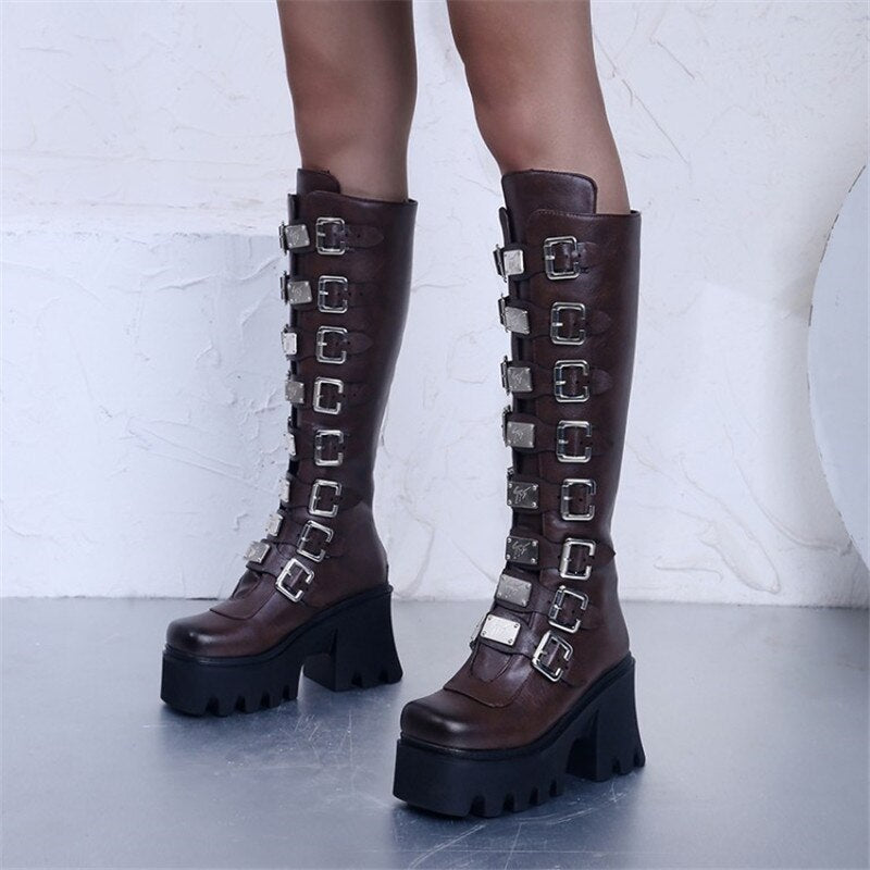 Funki Findz | Boots | Women's Gothic Buckle Plate Platform Boot