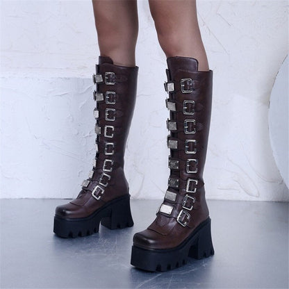 Funki Findz | Boots | Women's Gothic Buckle Plate Platform Boot