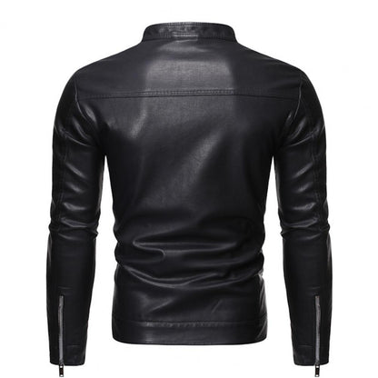 Funki Findz | Jackets | Men's Faux Leather Stand Collar Jacket