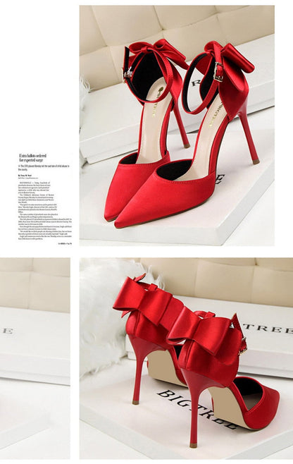 Funki Findz | Shoes | Women's Elegant Silk Bow Stiletto Pumps