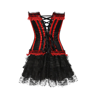Funki Findz | Dresses | Women's Gothic Satin Lace Corset Dress