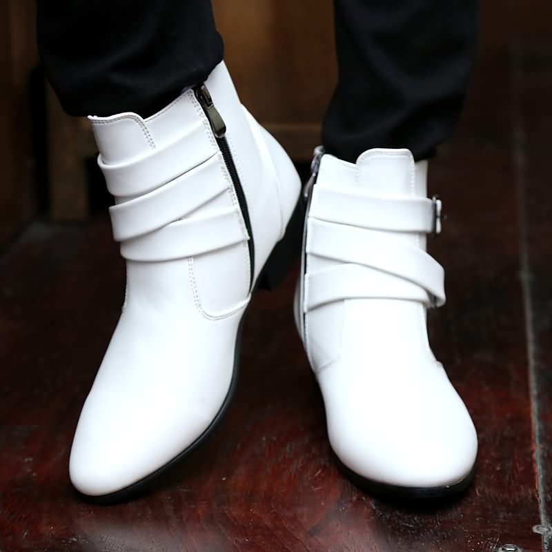 Funki Findz | Boots | Men's Buckle Strap Block Heel Dress Boots