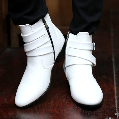 Funki Findz | Boots | Men's Buckle Strap Block Heel Dress Boots