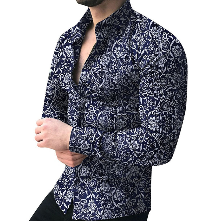 Funki Findz | Shirts | Men's Long Sleeve SlimFit Floral Dress Shirt