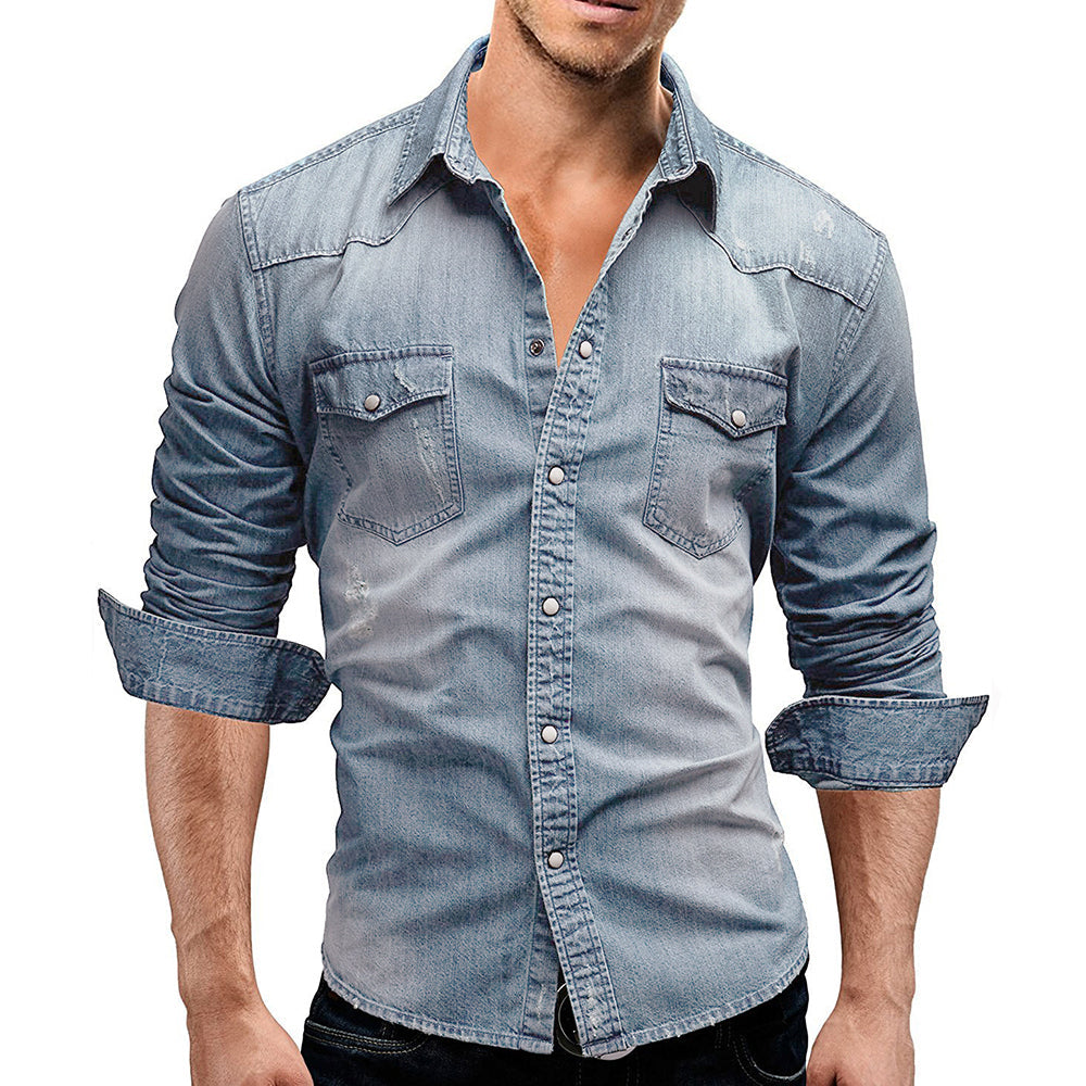 Funki Findz | Shirts | Men's Slim Fit Long Sleeved Denim Shirts