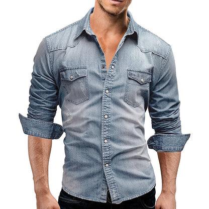 Funki Findz | Shirts | Men's Slim Fit Long Sleeved Denim Shirts