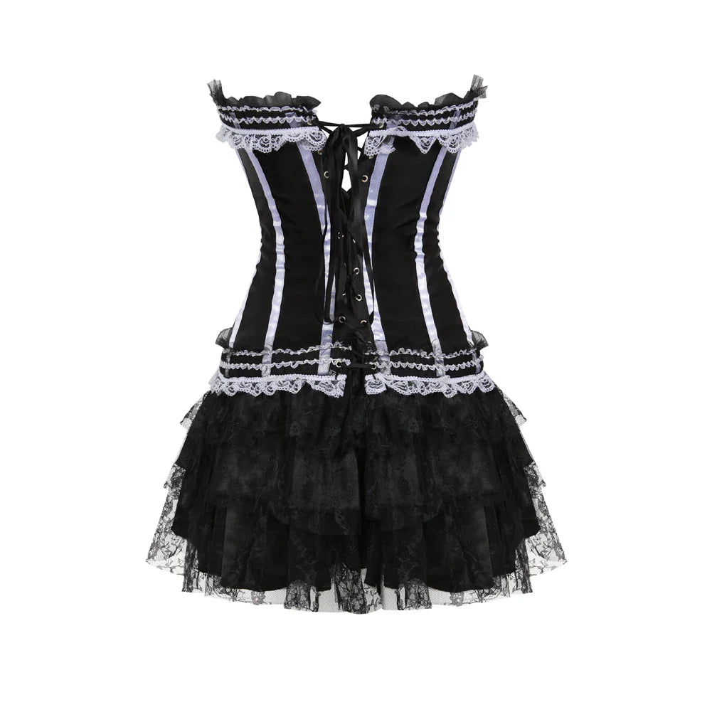 Funki Findz | Dresses | Women's Gothic Satin Lace Corset Dress