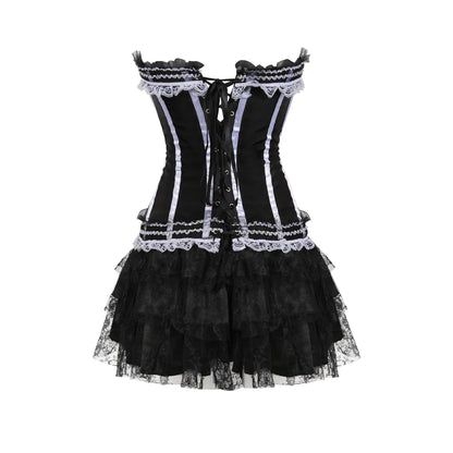 Funki Findz | Dresses | Women's Gothic Satin Lace Corset Dress