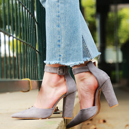 Funki Findz | Shoes | Women's High Block Heel Flock Party Shoe