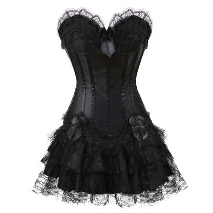 Funki Findz | Dresses | Women's Gothic Satin Lace Corset Dress