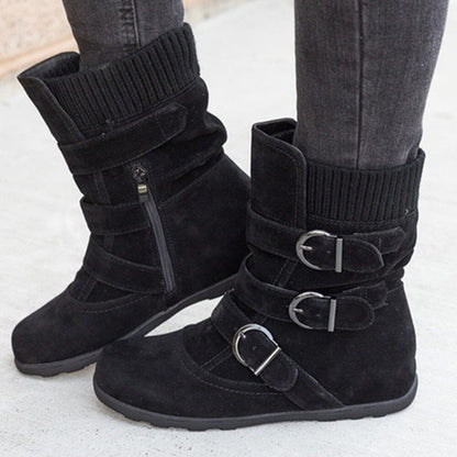 Funki Findz | Boots | Women's Buckled Suede Snow Ankle Boots