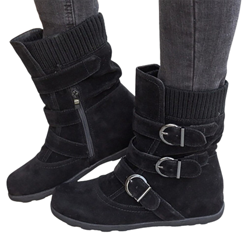 Funki Findz | Boots | Women's Buckled Suede Snow Ankle Boots