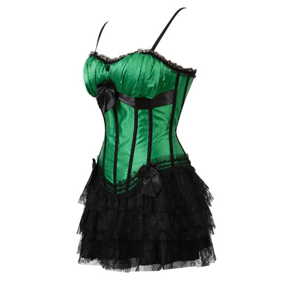Funki Findz | Dresses | Women's Gothic Satin Lace Corset Dress