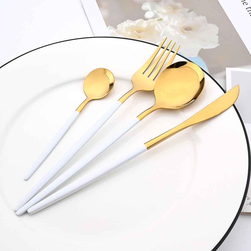 Funki Findz | Cutlery Sets | Gold Stainless Steel Mirror Polish 24 Set
