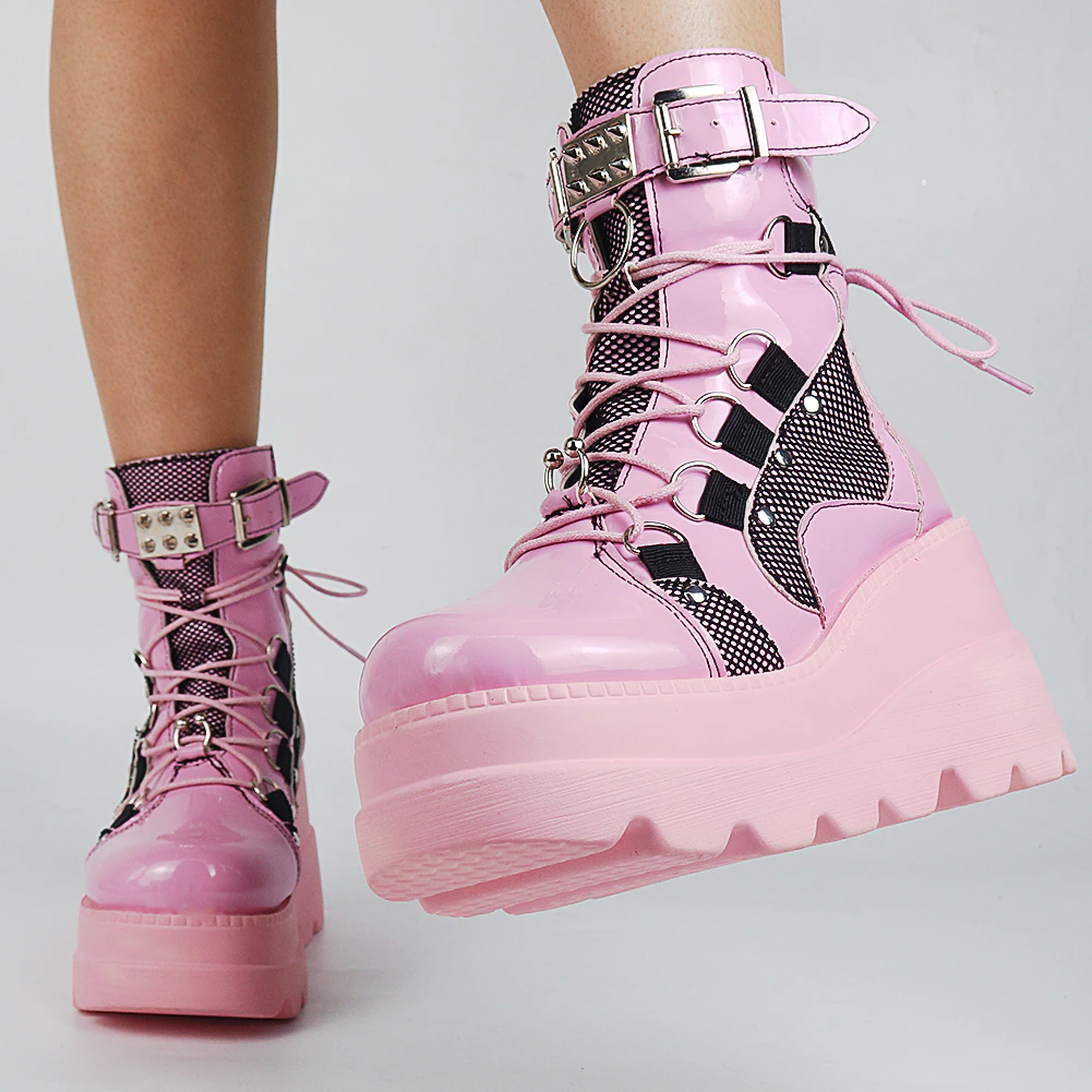 Funki Findz | Boots | Women's Punk High Platform Wedge Boots
