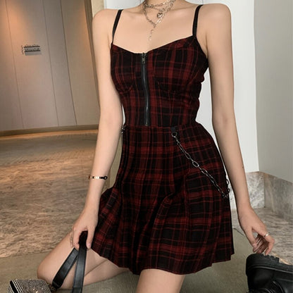 Funki Findz | Dresses | Women's Gothic Plaid Pleated Dress
