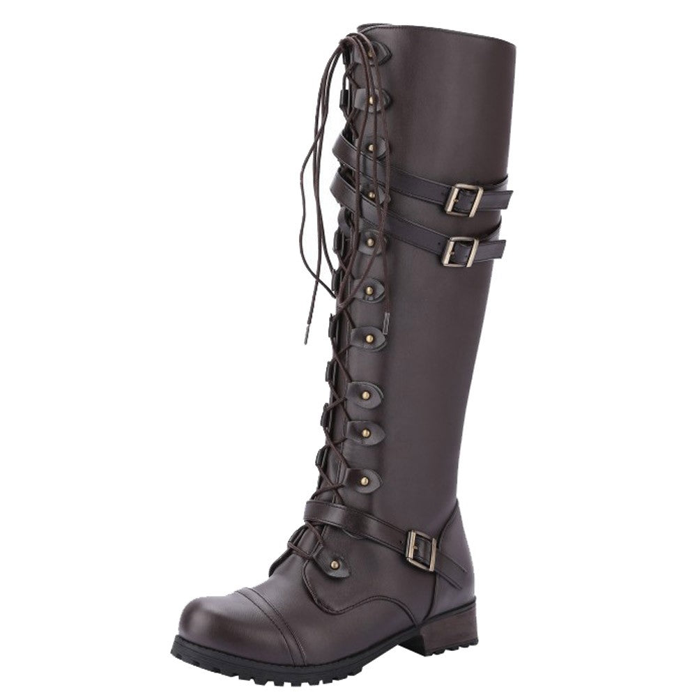 Funki Findz | Boots | Women's Knee High Steampunk Flat Boots