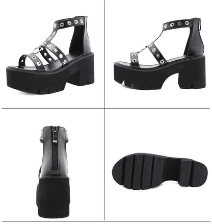 Funki Findz | Shoes | Women's Gothic Rivet Ring Platform Sandal