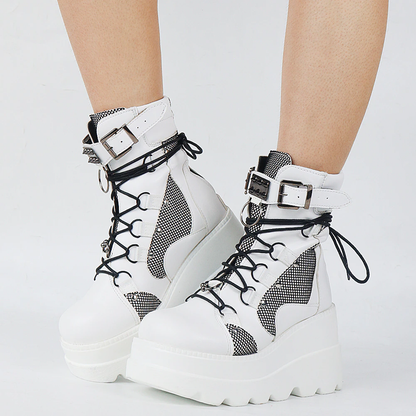 Funki Findz | Boots | Women's Punk High Platform Wedge Boots