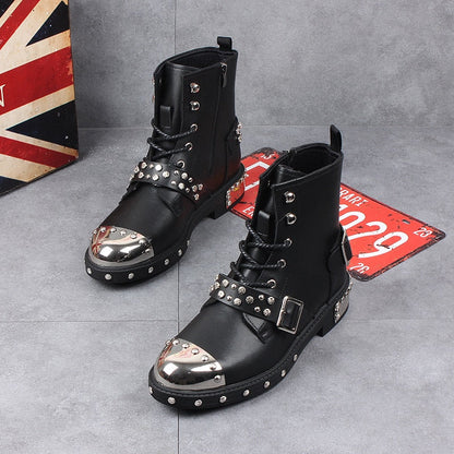 Funki Findz | Boots | Men's Leather Gothic Rivet Ankle Boots