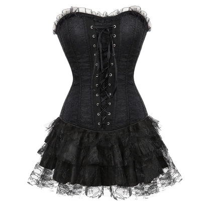 Funki Findz | Dresses | Women's Gothic Satin Lace Corset Dress