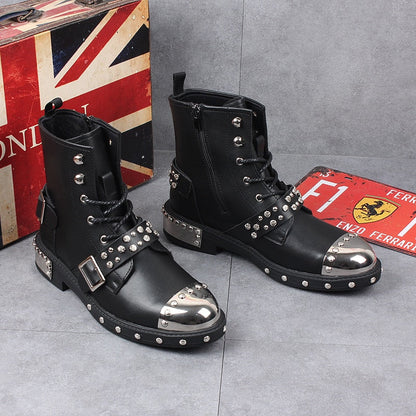 Funki Findz | Boots | Men's Leather Gothic Rivet Ankle Boots