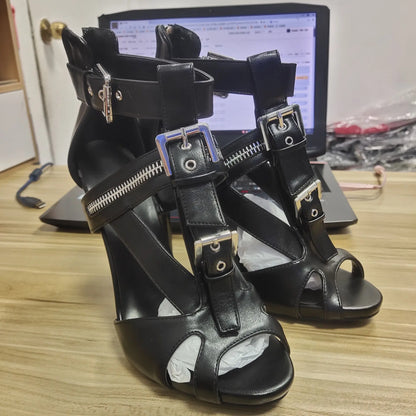 Funki Findz | Shoes | Women's Buckle Strap Zip Stiletto Sandals
