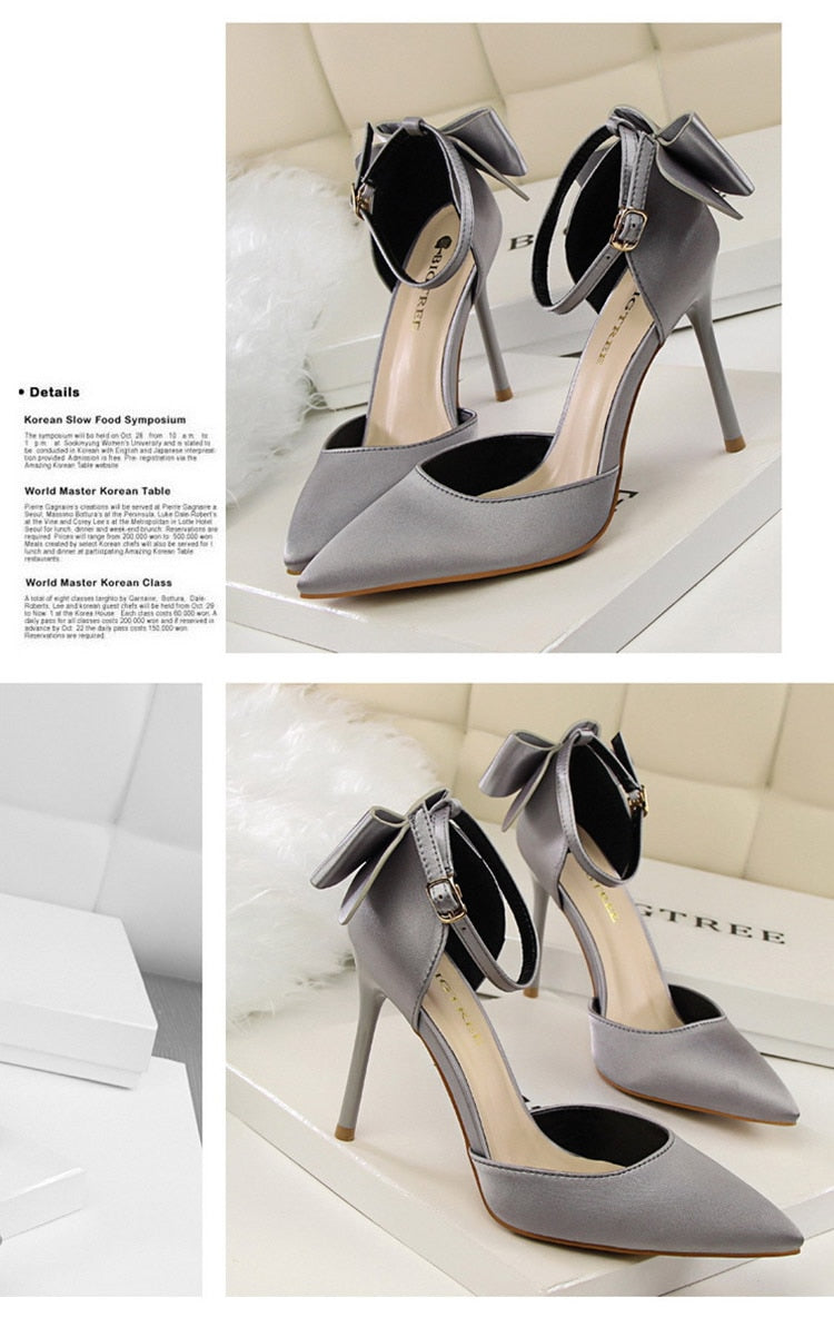 Funki Findz | Shoes | Women's Elegant Silk Bow Stiletto Pumps