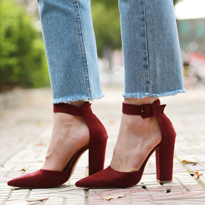 Funki Findz | Shoes | Women's High Block Heel Flock Party Shoe