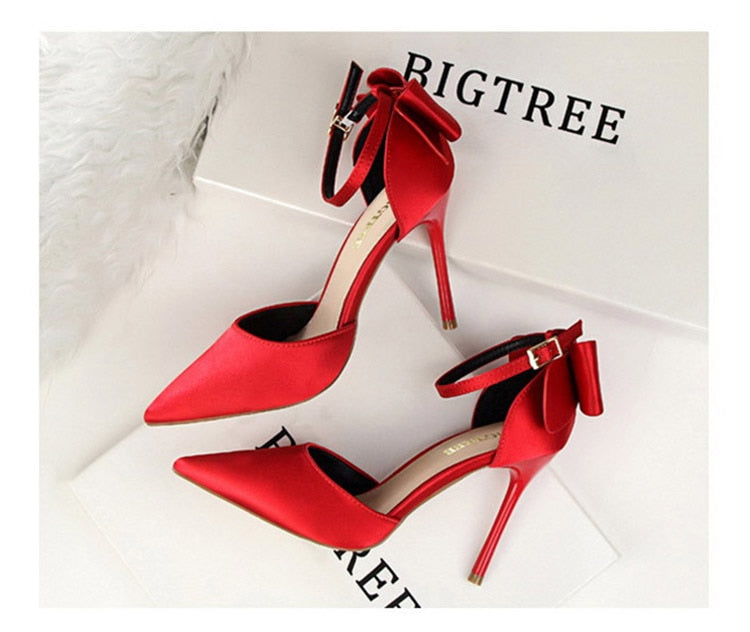 Funki Findz | Shoes | Women's Elegant Silk Bow Stiletto Pumps