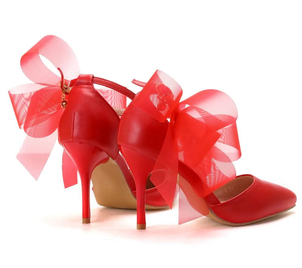 Funki Findz | Shoes | Women's Chiffon Bow Silk Bridal Stilettos