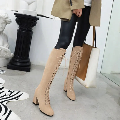 Funki Findz | Boots | Women's Suede Lace Up Knee High Boots