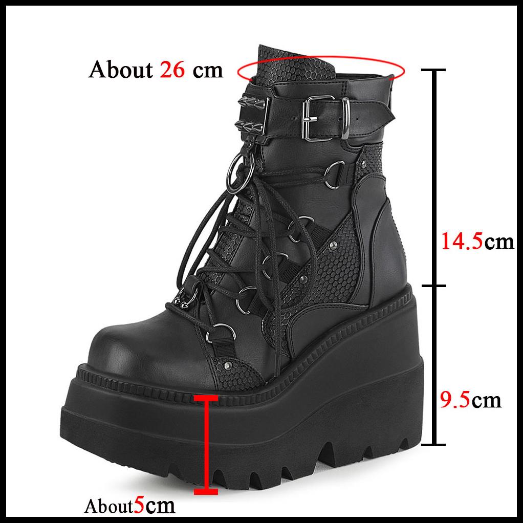 Funki Findz | Boots | Women's Goth Lace Up Platform Wedges