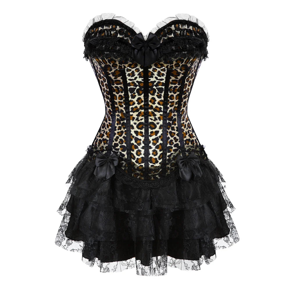 Funki Findz | Dresses | Women's Gothic Satin Lace Corset Dress