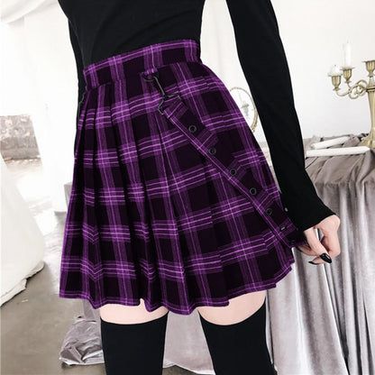 Funki Findz | Skirts | Women's Gothic Suspender Mini Skirt | Plaid