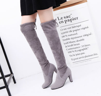 Funki Findz | Boots | Women's Faux Suede Over Knee Slim Boot