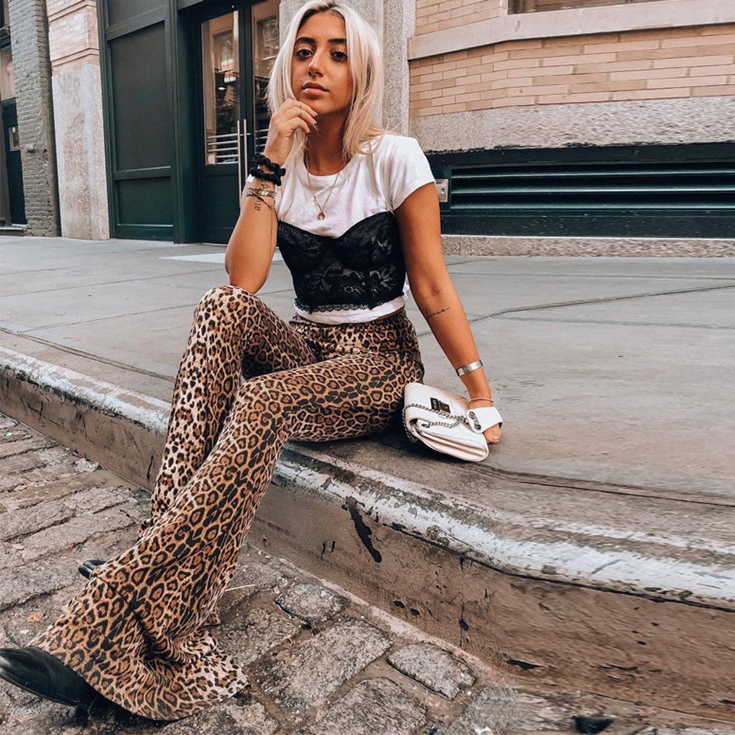 Funki Findz | Pants | Women's Leopard Print Stretch Flared Pants