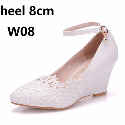 Funki Findz | Shoes | Women's White Lace Flower Wedding Shoe