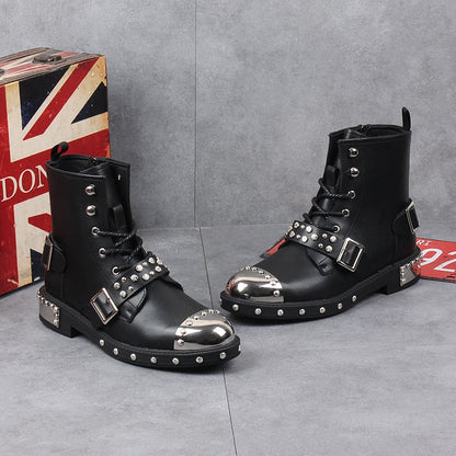 Funki Findz | Boots | Men's Leather Gothic Rivet Ankle Boots