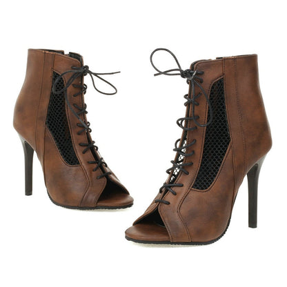 Funki Findz | Boots | Women's Open Toe Lace Up Granny Boots