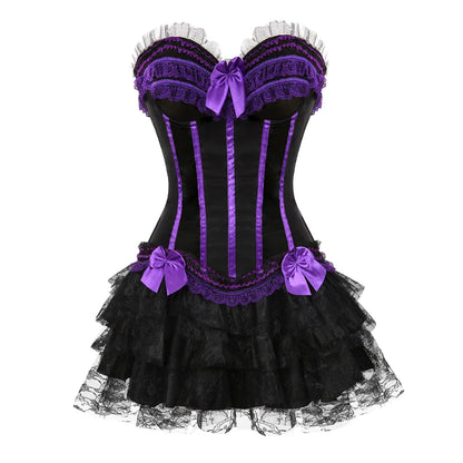 Funki Findz | Dresses | Women's Gothic Satin Lace Corset Dress