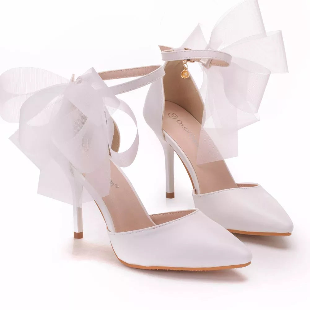 Funki Findz | Shoes | Women's Chiffon Bow Silk Bridal Stilettos