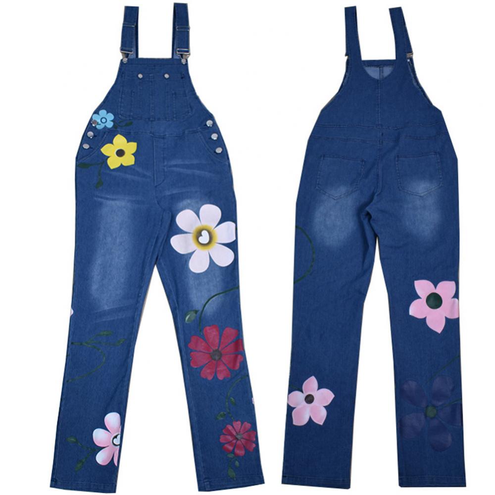 Funki Findz | Pants | Women's Floral Denim Suspender Overalls