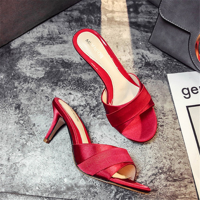 Funki Findz | Shoes | Women's Luxury Satin Low Heel Slides