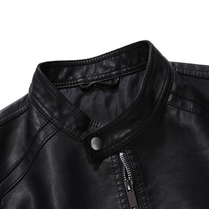 Funki Findz | Jackets | Men's Faux Leather Stand Collar Jacket