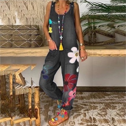 Funki Findz | Pants | Women's Boho Denim Flower Print Romper
