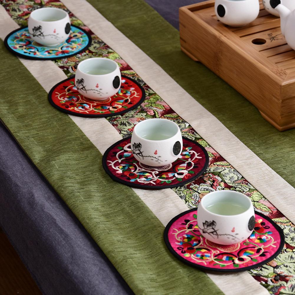 Funki Findz | Coasters | Chinese Floral Embroidered Mats 10 Pcs