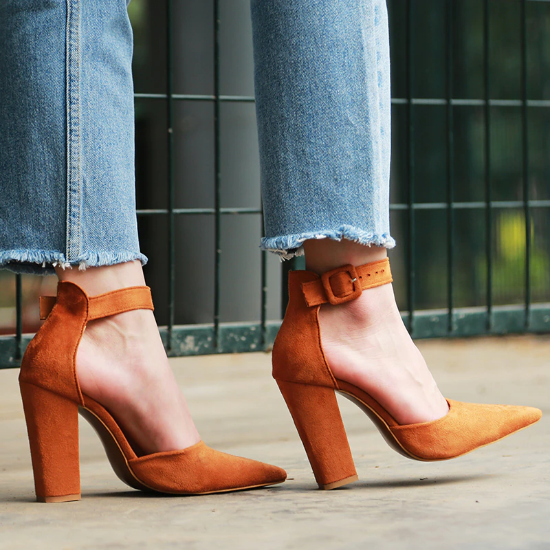 Funki Findz | Shoes | Women's High Block Heel Flock Party Shoe