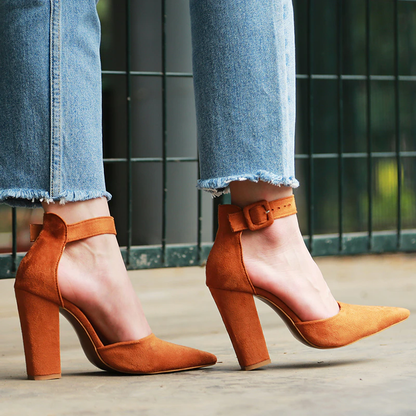 Funki Findz | Shoes | Women's High Block Heel Flock Party Shoe