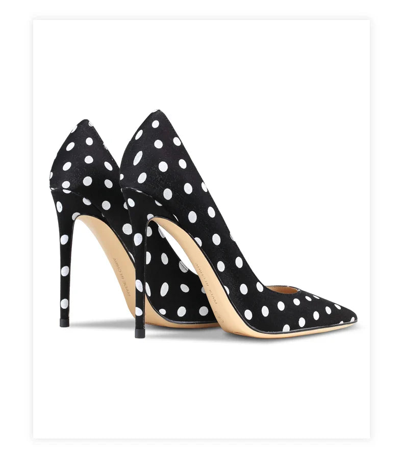 Funki Findz | Shoes | Women's Silk Polka Dot Pointed Toe Heels